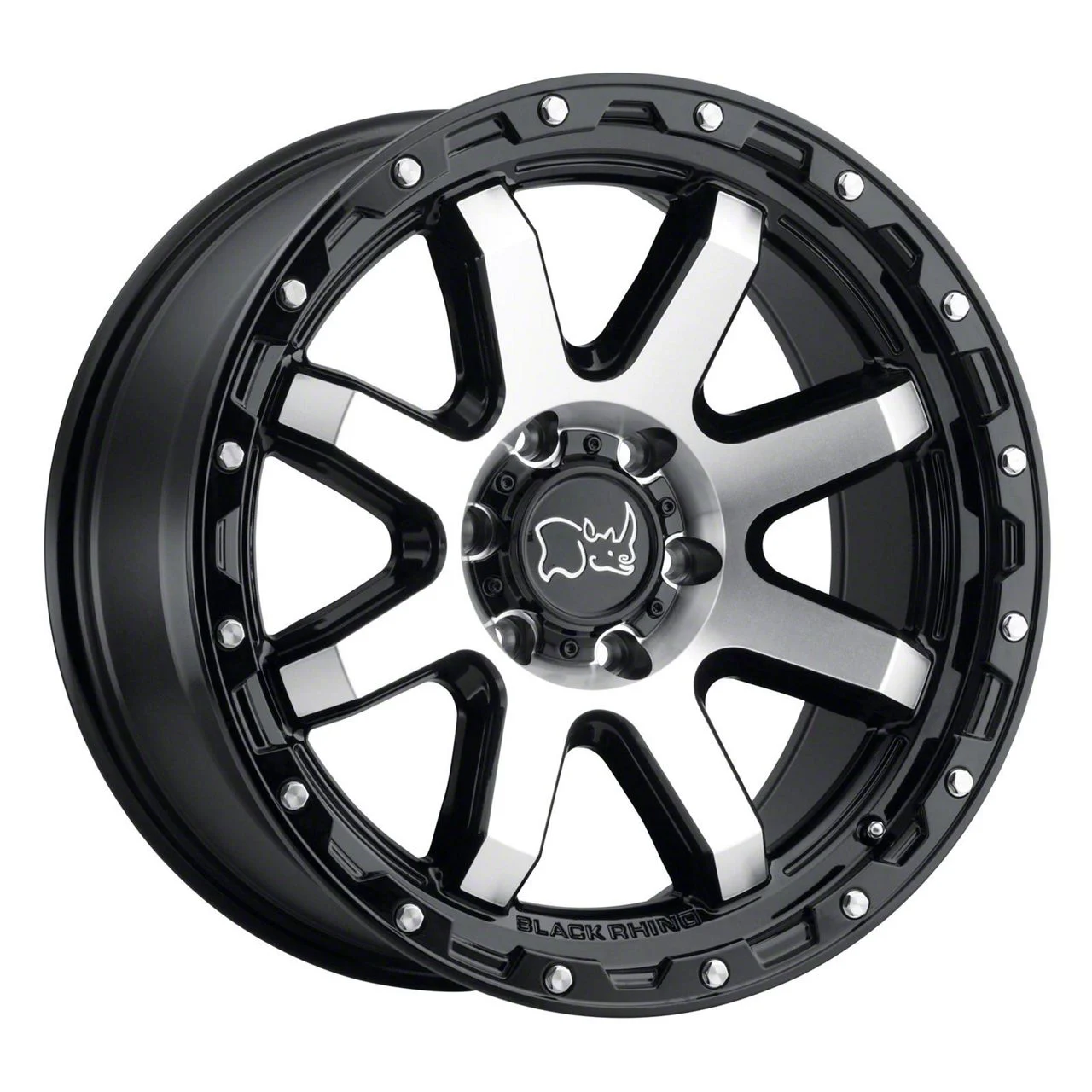 Black Rhino Coyote Gloss Black Machined 5-Lug Wheel; 17x9; 2mm Offset (02-08 RAM 1500, Excluding Mega Cab)