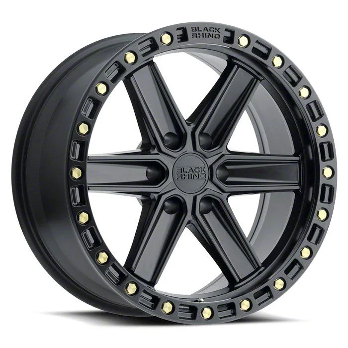 Black Rhino Henderson Matte Black with Brass Bolts 6-Lug Wheel; 17x9; -12mm Offset (07-14 Yukon)
