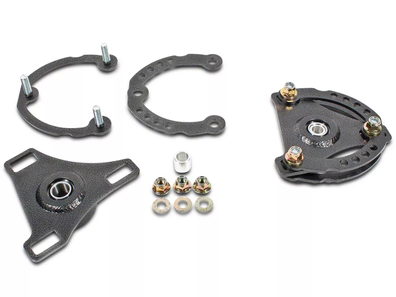 BMR Caster Camber Plates; Black Hammertone (15-26 Mustang)