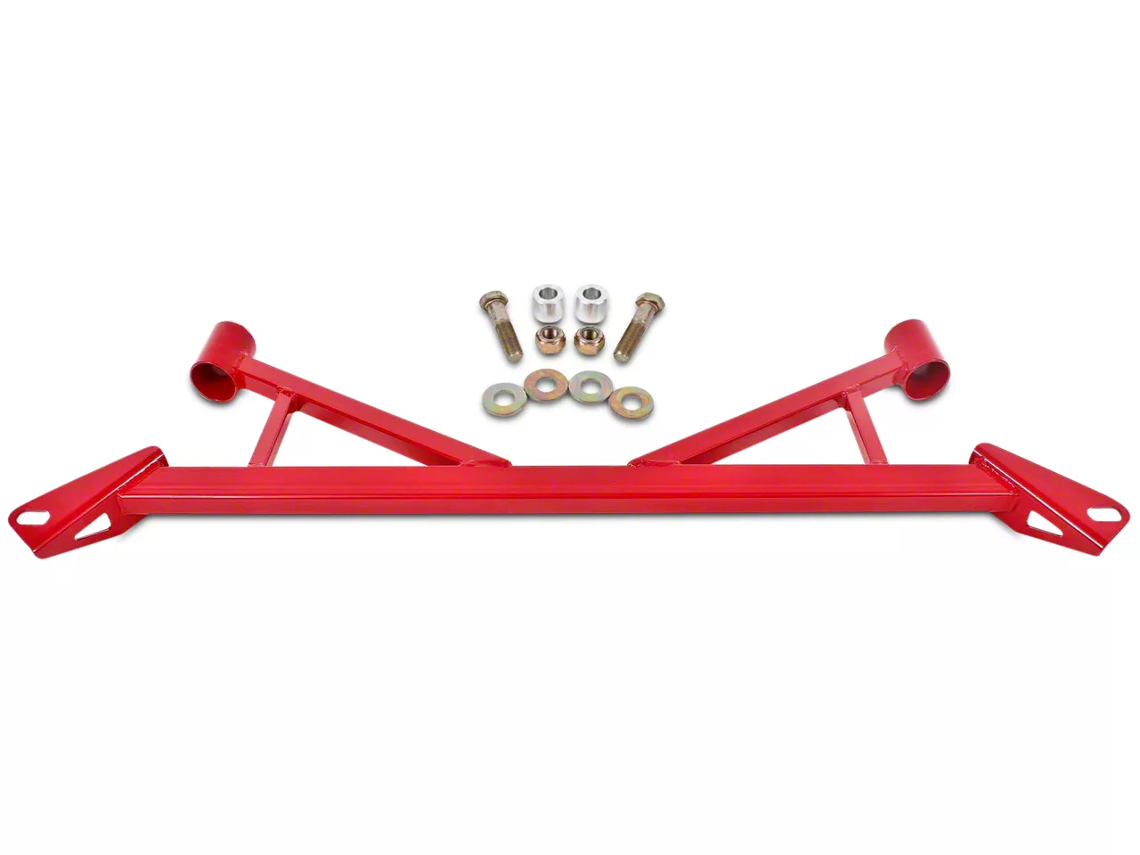 BMR Front Subframe Chassis Brace; 4-Point; Red (15-23 Mustang GT, EcoBoost; 24-26 Mustang w/ Manual Transmission)