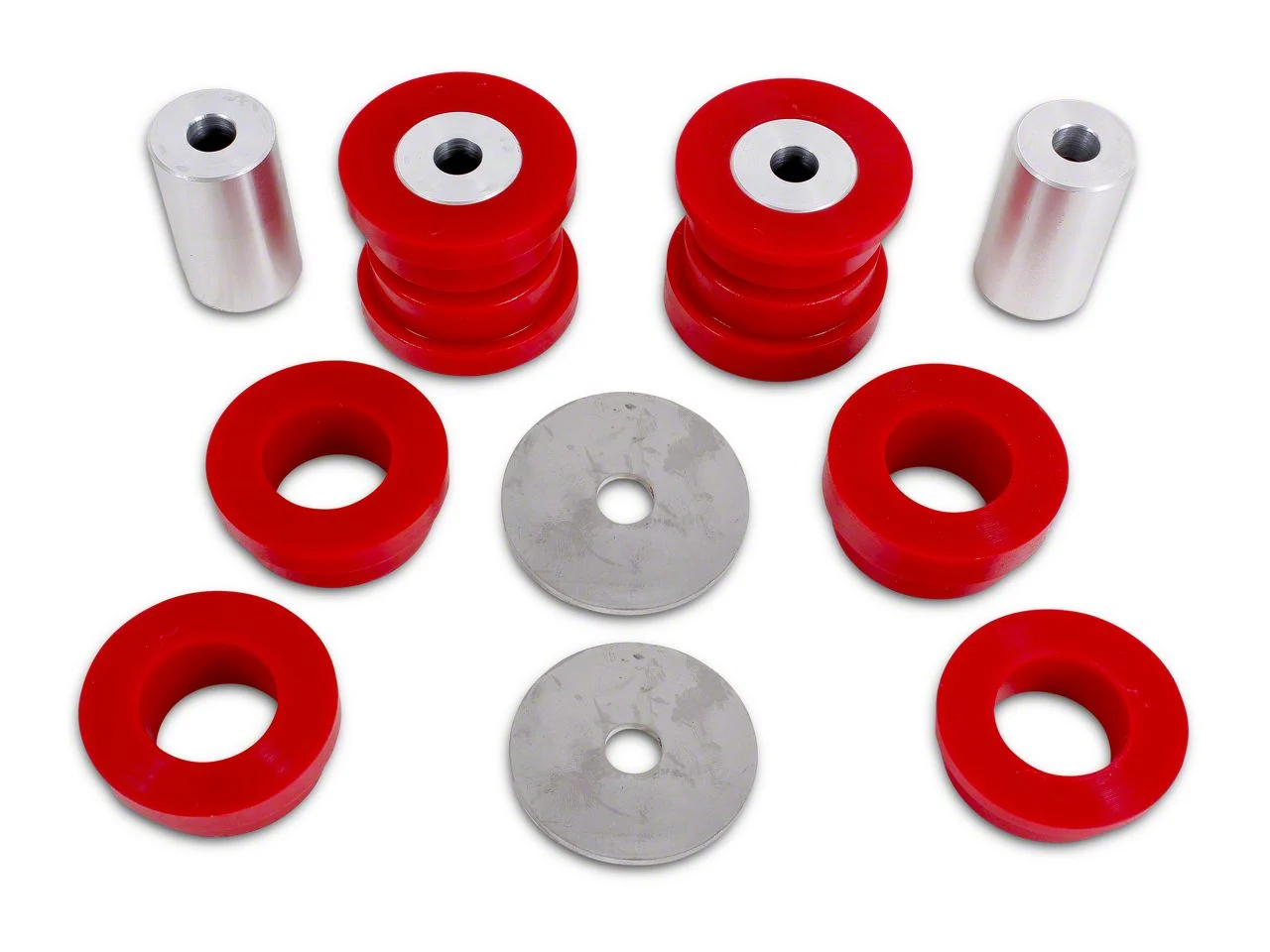BMR Rear Cradle Bushing Kit; Polyurethane; Red (15-26 Mustang)