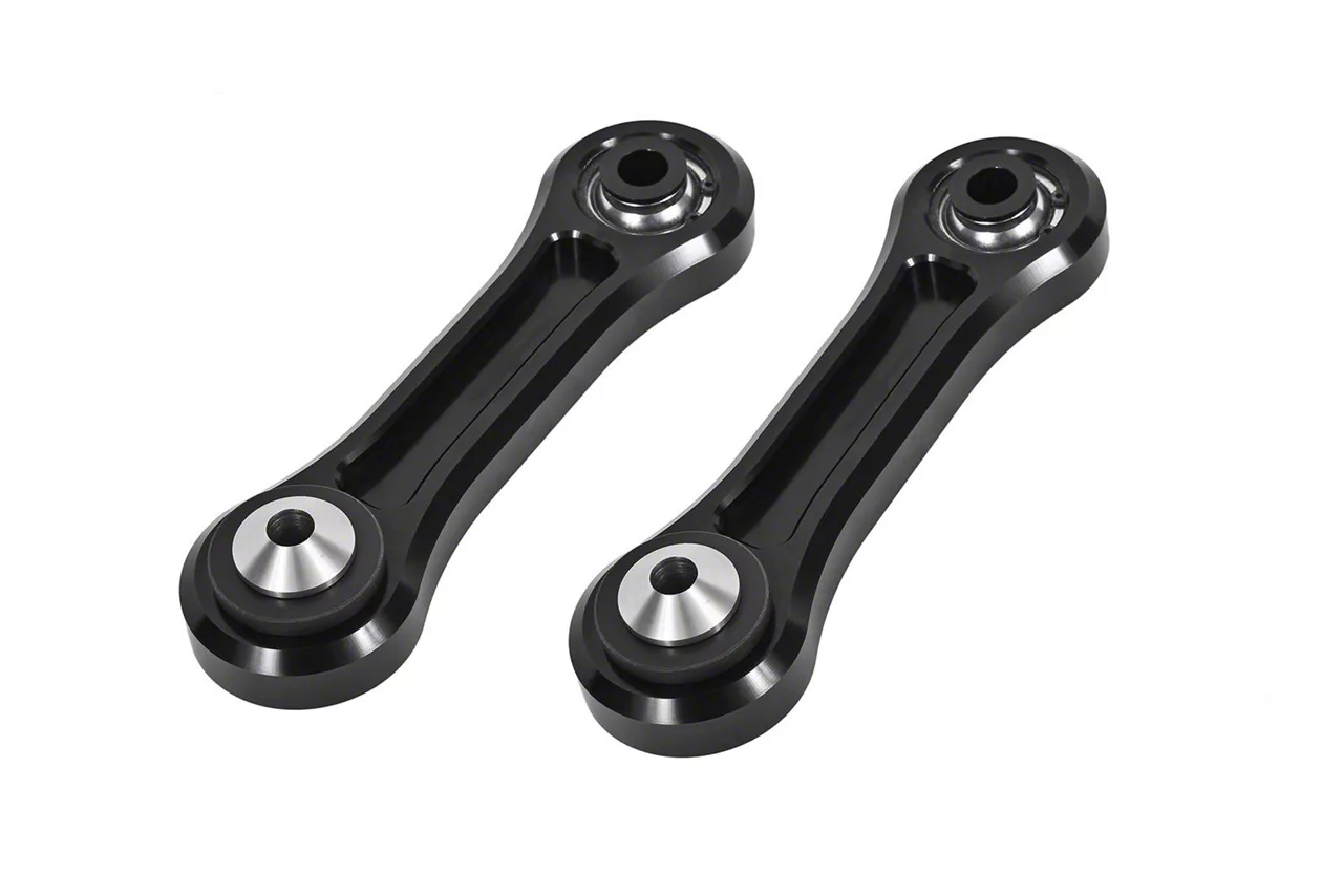 BMR Rear Lower Vertical Links; Delrin/Spherical; Black Anodized (15-23 Mustang, Excluding GT500; 24-26 Mustang w/o Performance Pack)
