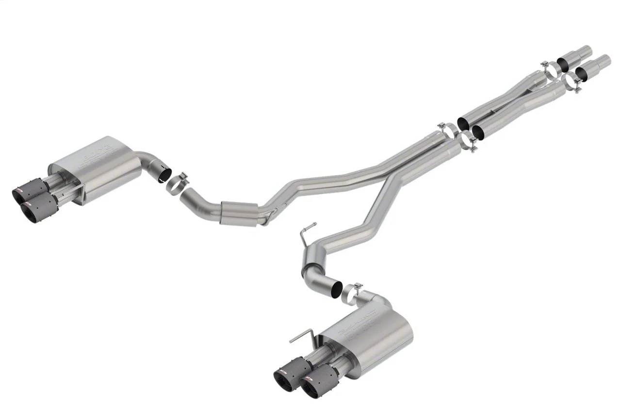 Borla S-Type Cat-Back Exhaust with Black Carbon Fiber Tips (18-23 Mustang GT Fastback w/o Active Exhaust)