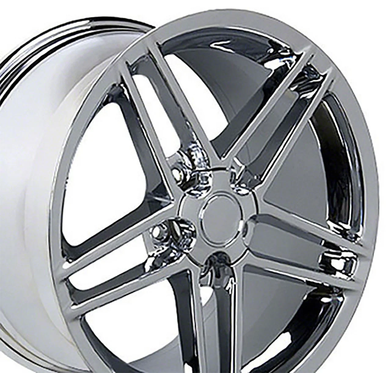 C6 Z06 Style Chrome Wheel; Front Only; 18x9.5; 56mm Offset (05-13 Corvette C6 Base)