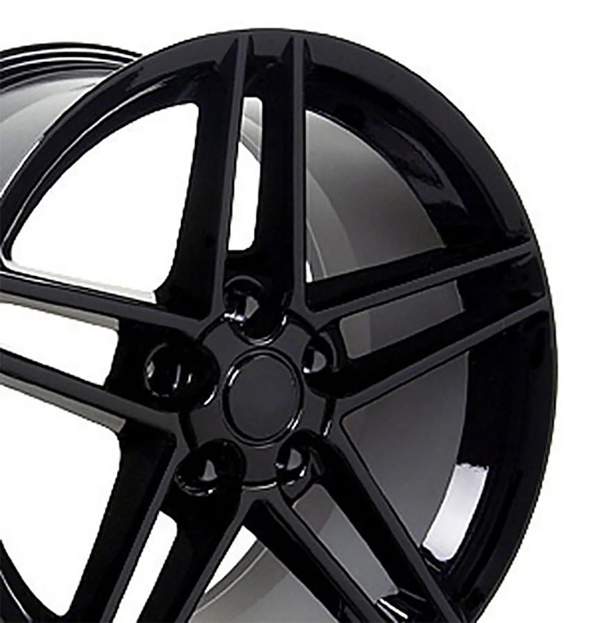 C6 Z06 Style Gloss Black Wheel; Front Only; 18x9.5; 56mm Offset (05-13 Corvette C6 Base)