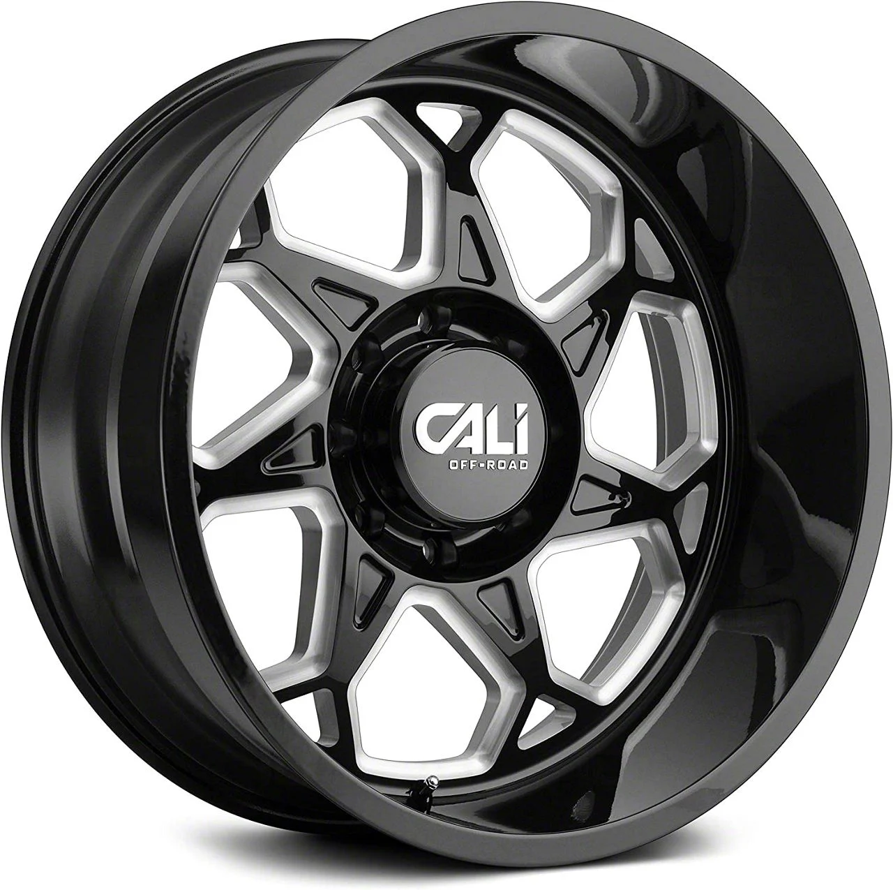 Cali Off-Road Sevenfold Gloss Black Milled 6-Lug Wheel; 20x10; -25mm Offset (07-14 Yukon)