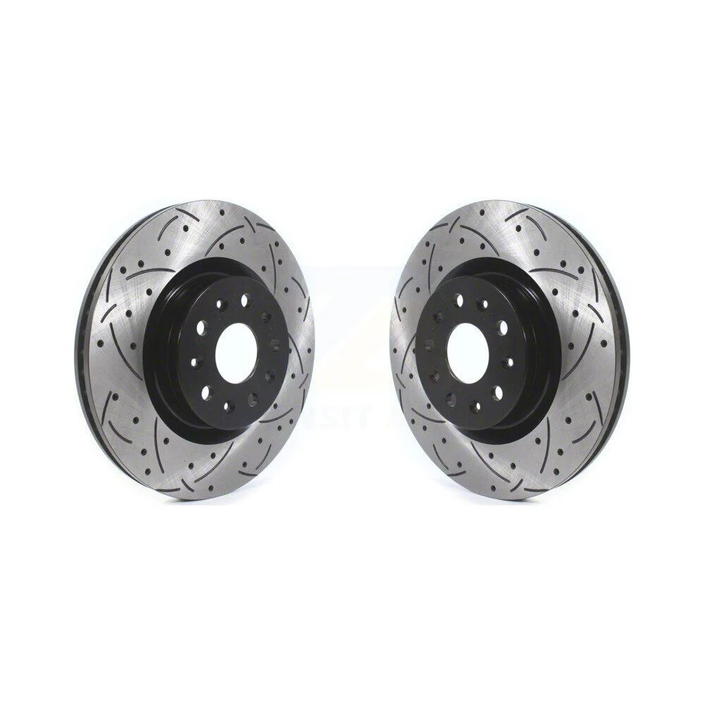 Drilled and Slotted Rotors; Front Pair (16-24 Camaro LS & LT w/ 4-Piston Front Calipers; 2020 Camaro LT1)
