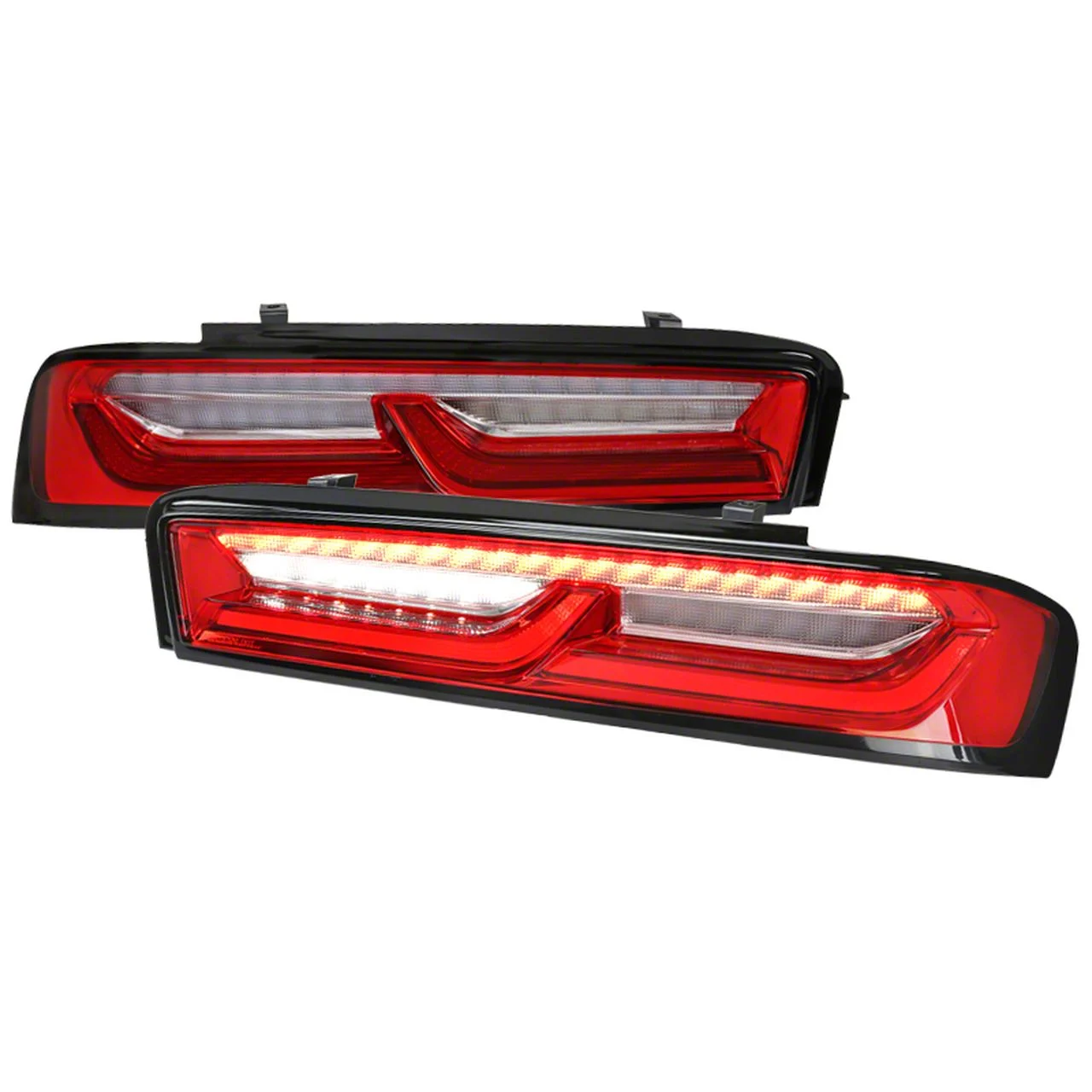 Sequential LED Tail Lights; Chrome Housing; Red Lens (16-18 Camaro)