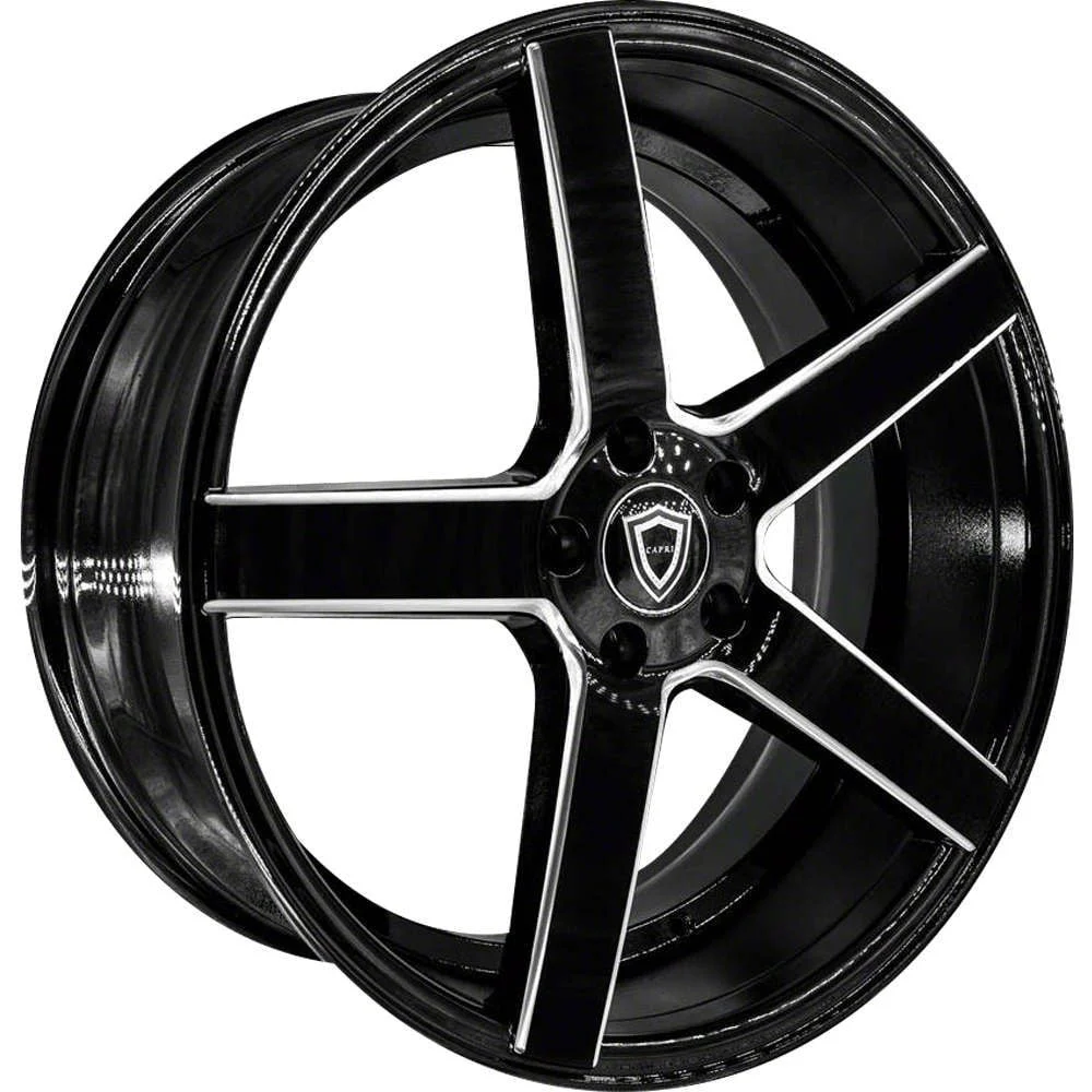 Capri Luxury C5178 Gloss Black Milled Wheel; 20x8.5; 35mm Offset (05-09 Mustang)