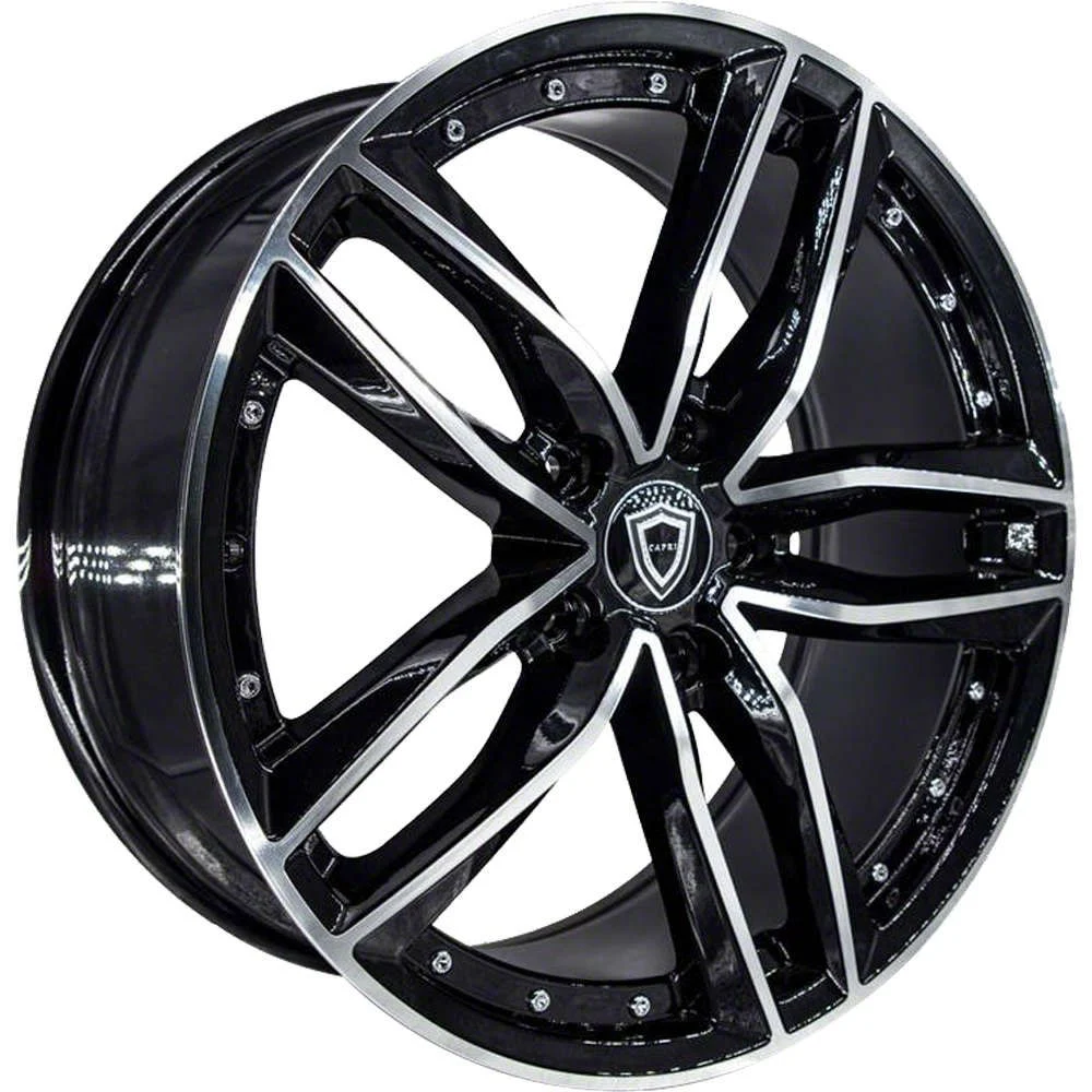Capri Luxury C5228 Gloss Black Machined Wheel; Rear Only; 20x10; 38mm Offset (05-09 Mustang)