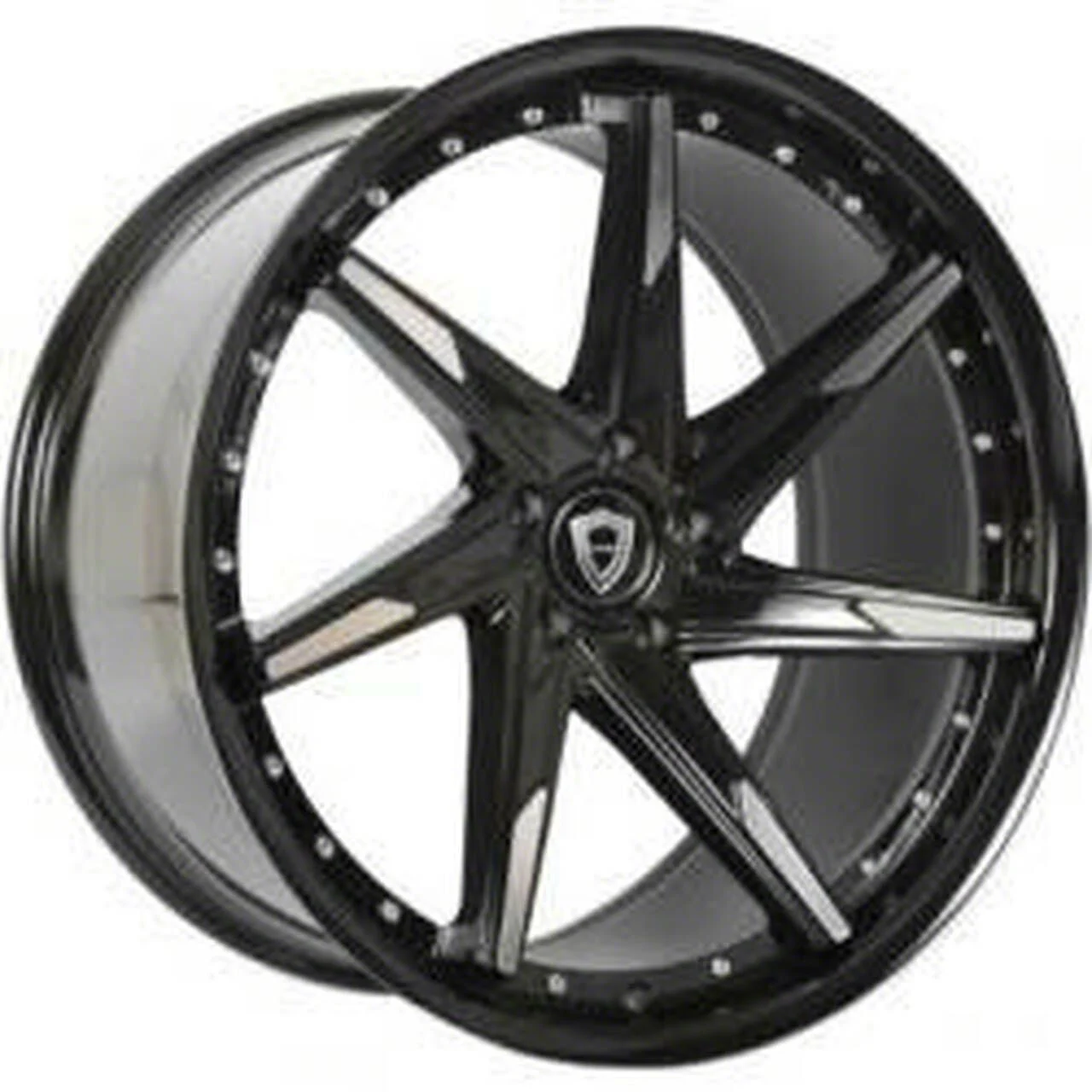Capri Luxury C7023 Gloss Black Machined Wheel; Rear Only; 20x10.5; 38mm Offset (10-14 Mustang)