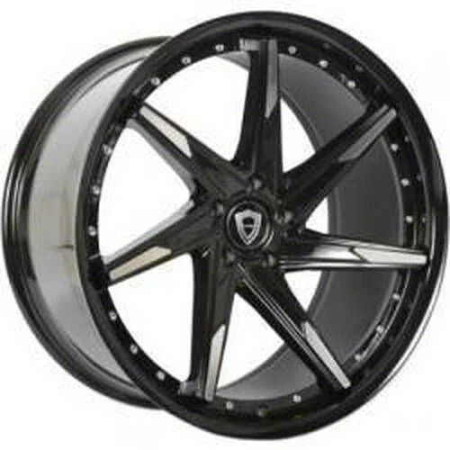 Capri Luxury C7023 Gloss Black Machined Wheel; Rear Only; 20x10.5; 15mm Offset (08-23 RWD Challenger)