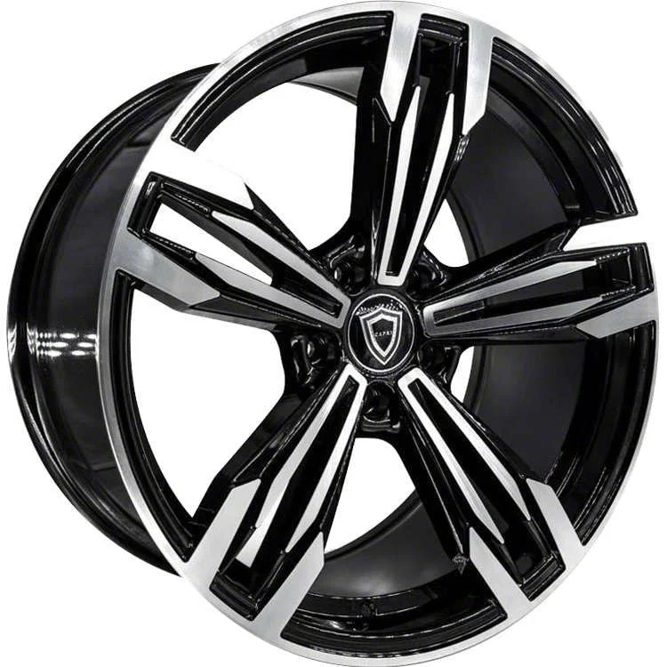 Capri Luxury C5111 Gloss Black Machined Wheel; 20x8.5; 35mm Offset (15-23 Mustang GT, EcoBoost, V6)