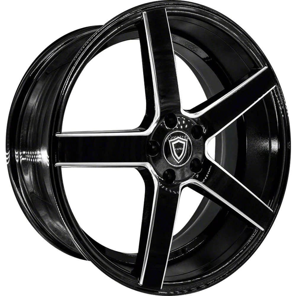 Capri Luxury C5178 Gloss Black Milled Wheel; 20x8.5; 35mm Offset (15-23 Mustang GT, EcoBoost, V6)