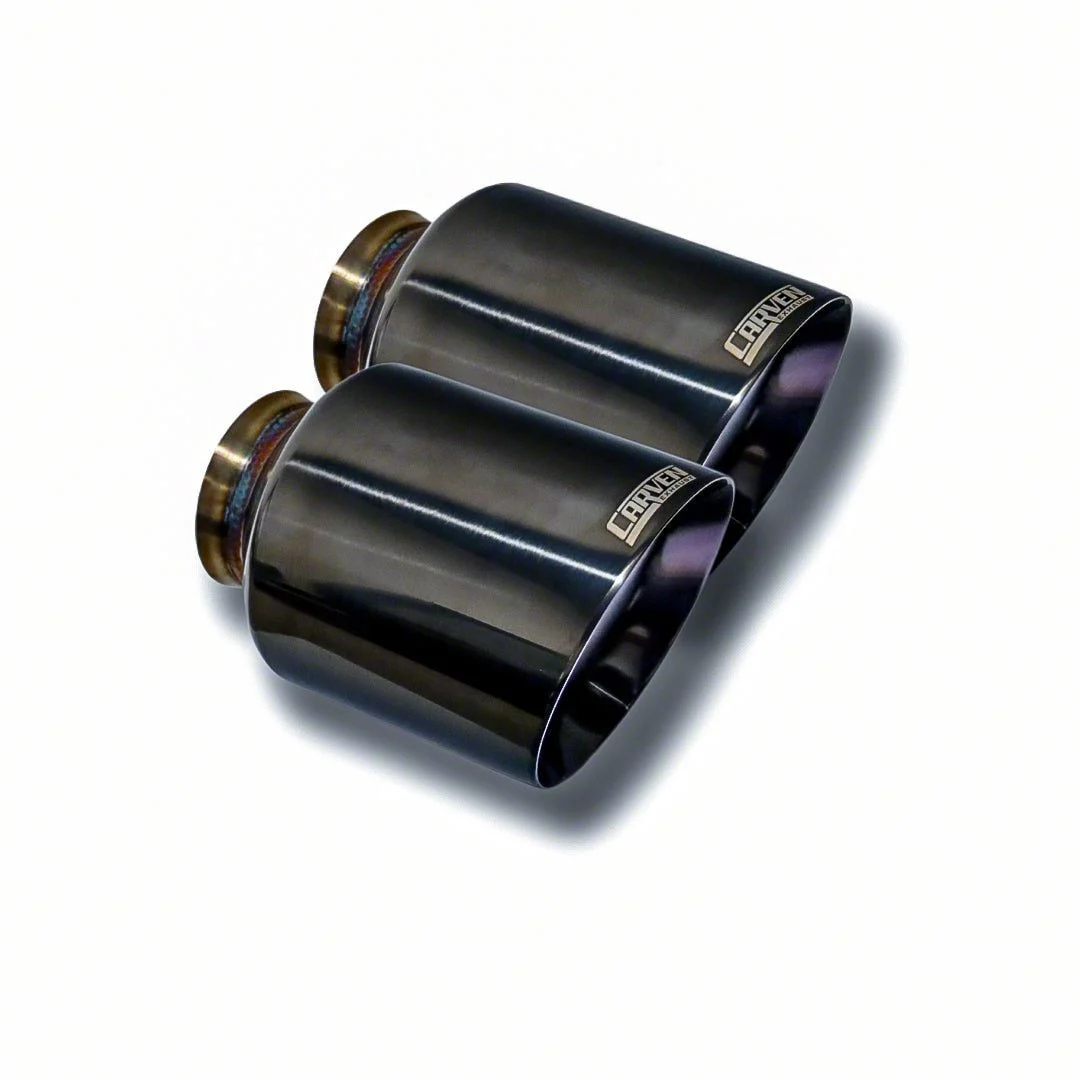 Carven Exhaust Angled Cut Rolled End Round Exhaust Tip; 5-Inch; Shadow Chrome (15-23 V8 HEMI Charger)