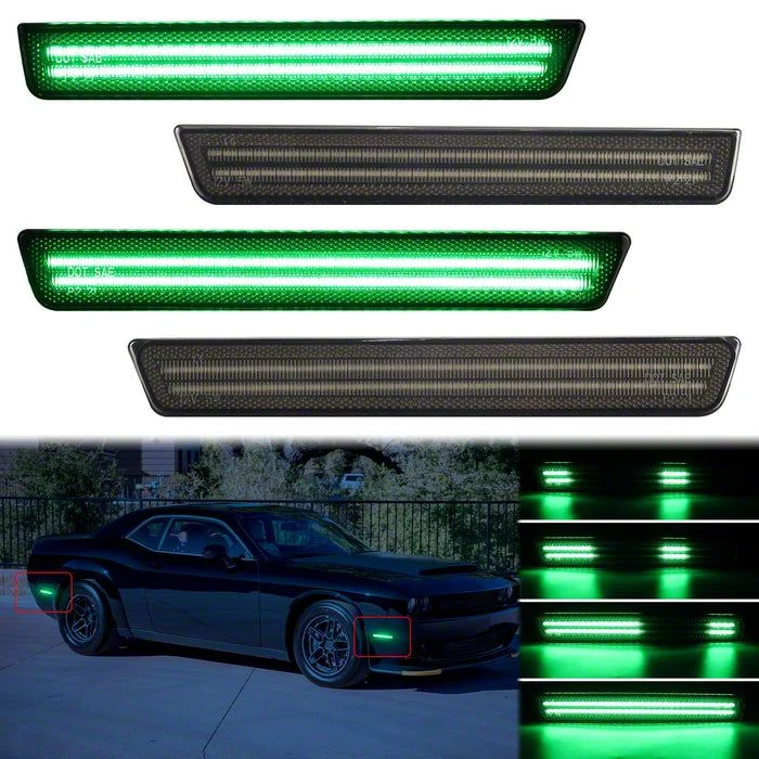 Dynamic LED Side Markers; Green; Smoked (15-23 Challenger, Excluding Widebody)