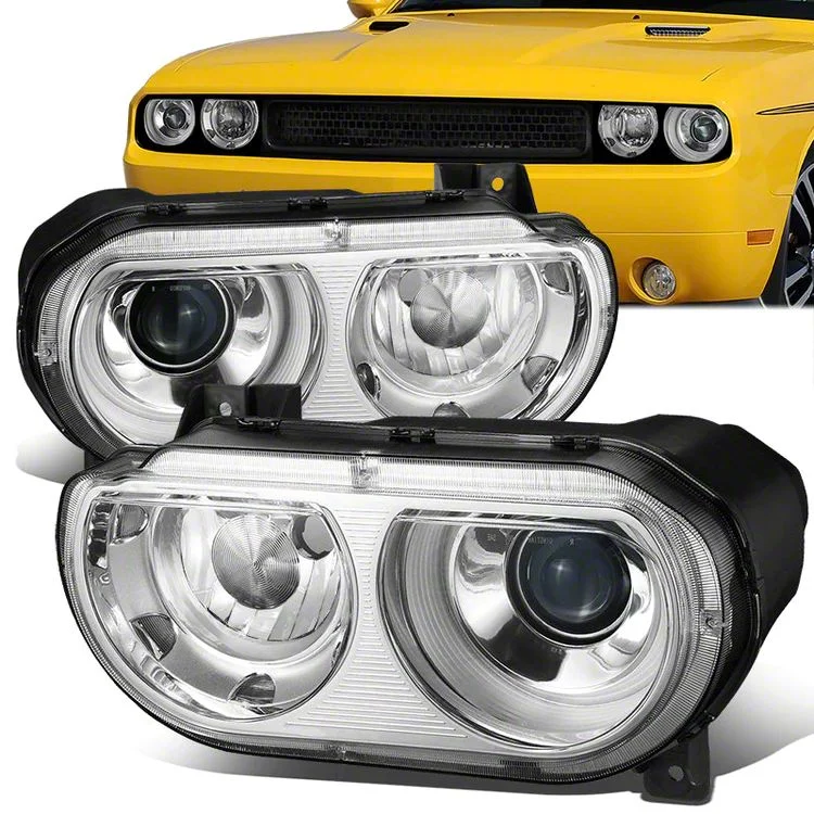HID Projector Headlights with Clear Corners; Chrome Housing; Clear Lens (08-14 Challenger w/ Factory HID Headlights)