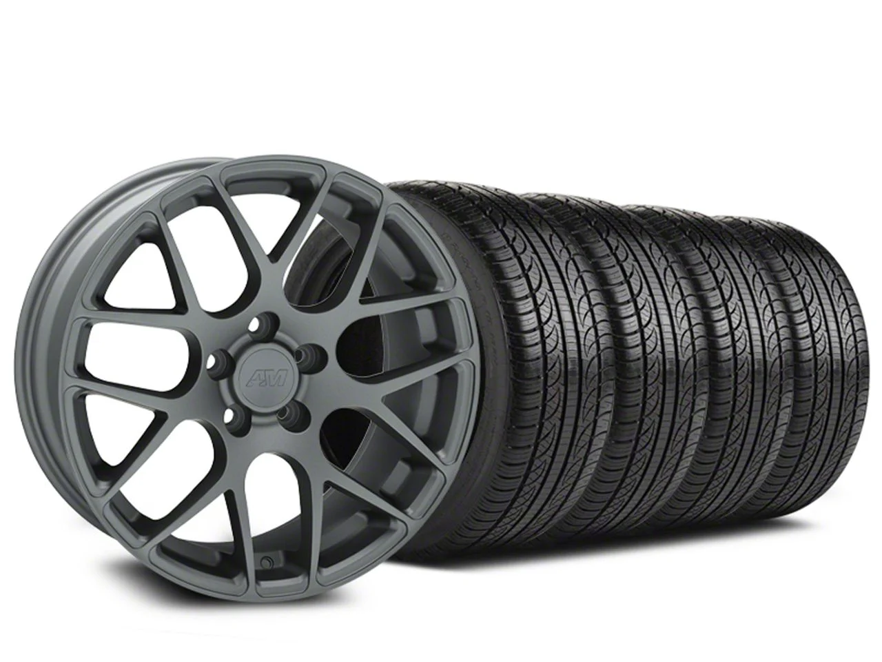 18x8 AMR Wheel & Pirelli All-Season P Zero Nero Tire Package (05-14 Mustang)