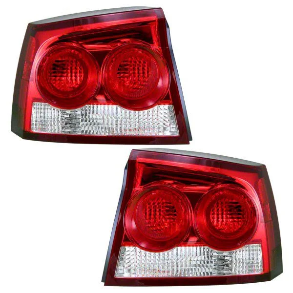 Tail Lights; Chrome Housing; Red Lens (09-10 Charger)