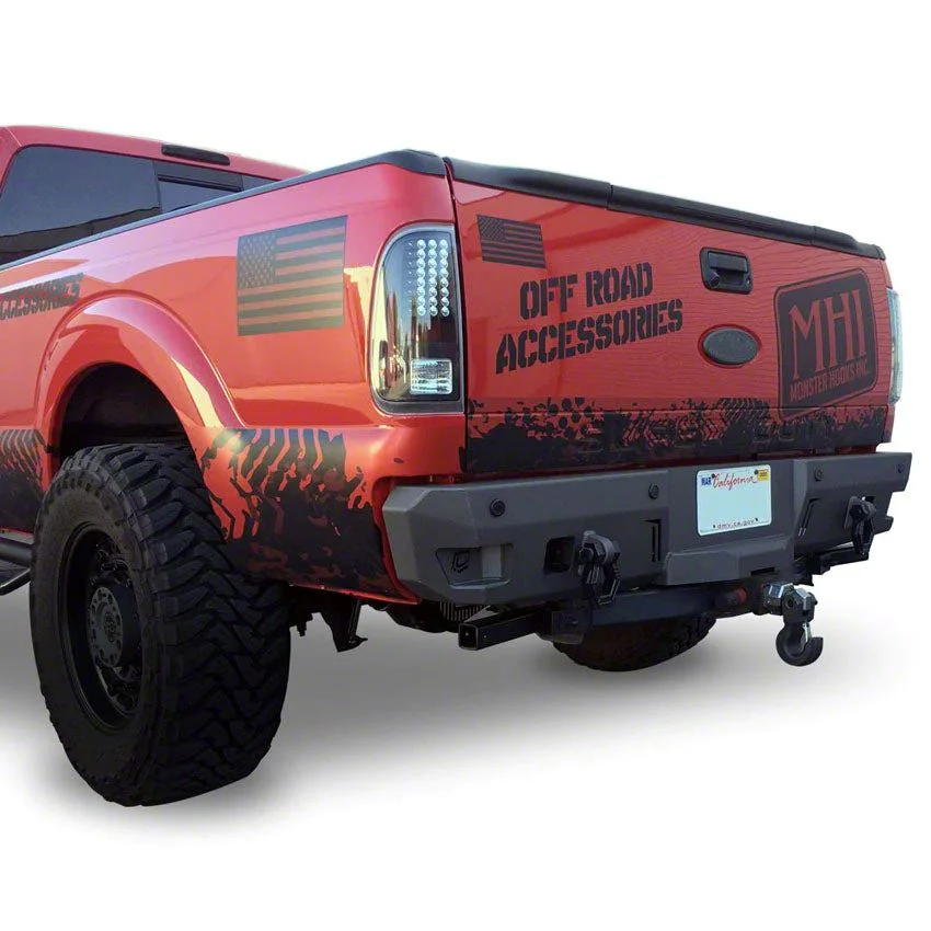 Octane Series Rear Bumper; Pre-Drilled for Backup Sensors; Black Textured (11-16 F-350 Super Duty)