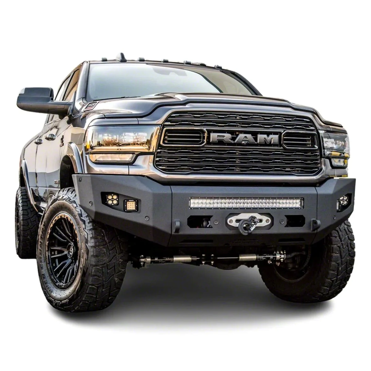 Attitude Series Winch Front Bumper; Not Pre-Drilled for Front Parking Sensors; Black Textured (19-26 RAM 3500)