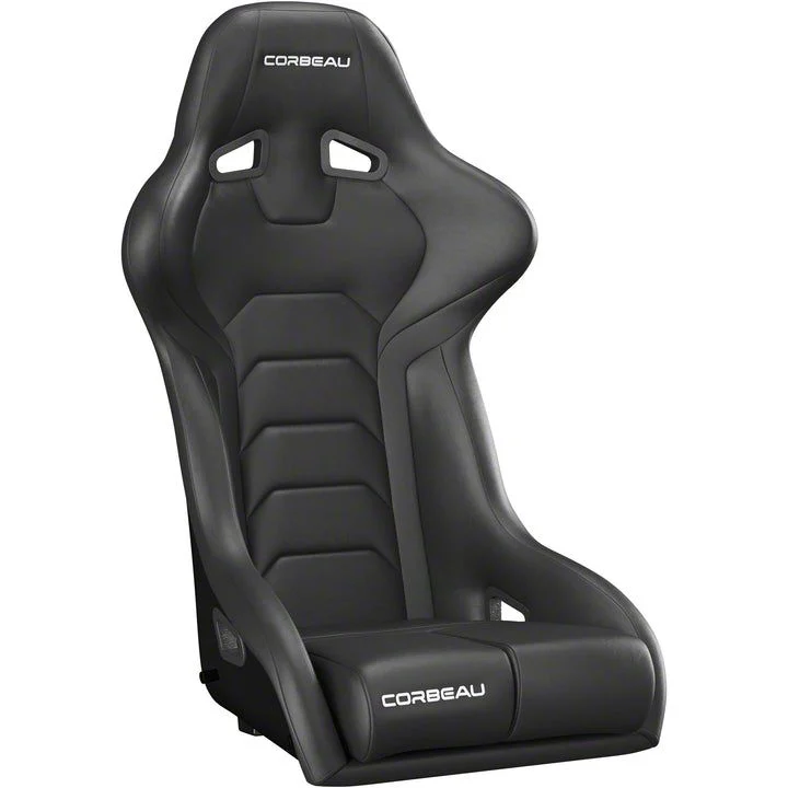Corbeau FX1 Pro Racing Seats with Double Locking Seat Brackets; Black Vinyl (16-24 Camaro)