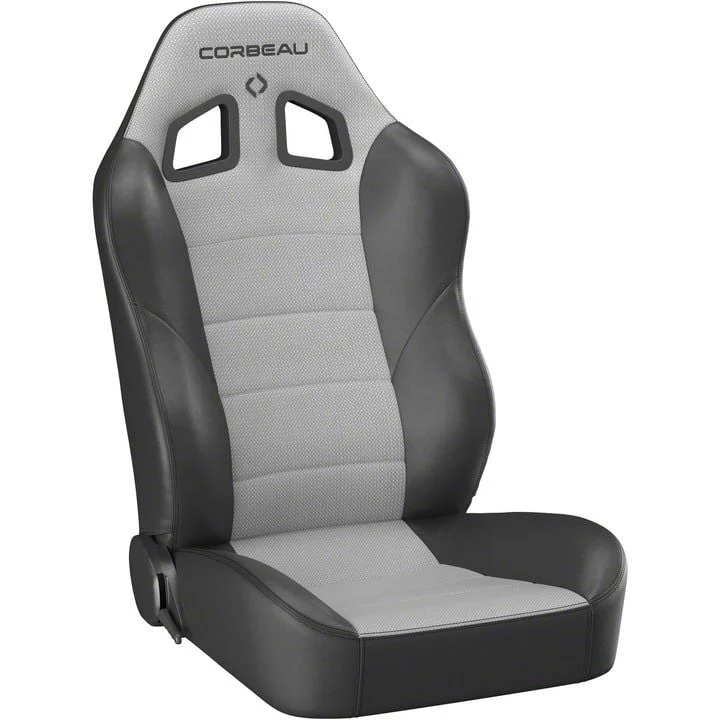 Corbeau Baja XRS Suspension Seats; Black Vinyl/Gray HD Vinyl; Pair (Universal; Some Adaptation May Be Required)