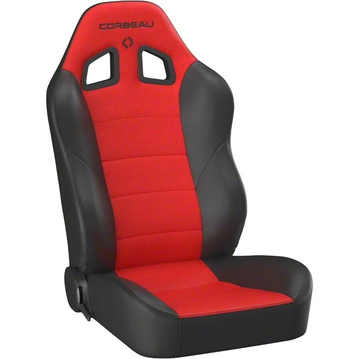 Corbeau Baja XRS Suspension Seats; Black Vinyl/Red HD Vinyl; Pair (Universal; Some Adaptation May Be Required)