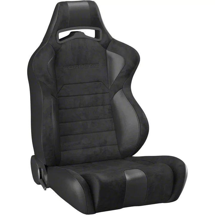 Corbeau LG1 Racing Seats; Black Suede; Pair (Universal; Some Adaptation May Be Required)