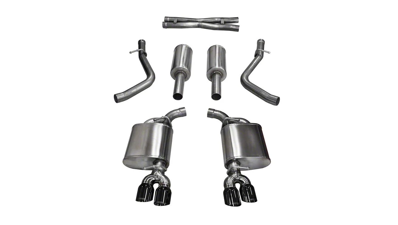 Corsa Performance Sport Cat-Back Exhaust with Twin Black Round Tips (15-16 5.7L HEMI Challenger)