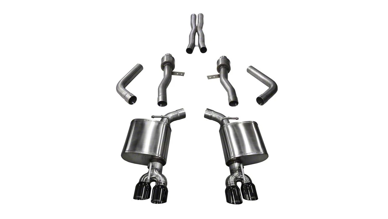 Corsa Performance Sport Cat-Back Exhaust with Twin Black Round Tips (15-23 6.4L HEMI Challenger)