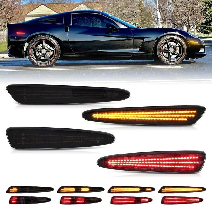 Dynamic LED Side Markers; Red/Amber (05-13 Corvette C6)