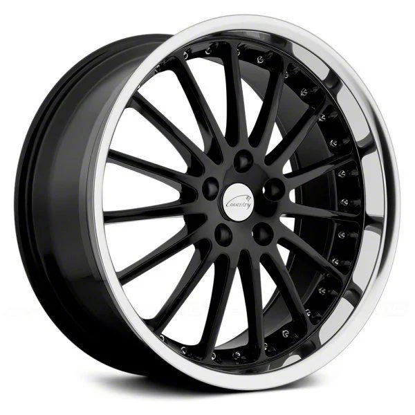 Coventry Wheels Whitley Gloss Black with Mirror Cut Lip Wheel; 18x9.5; 25mm Offset (21-26 Mustang Mach-E, Excluding GT)