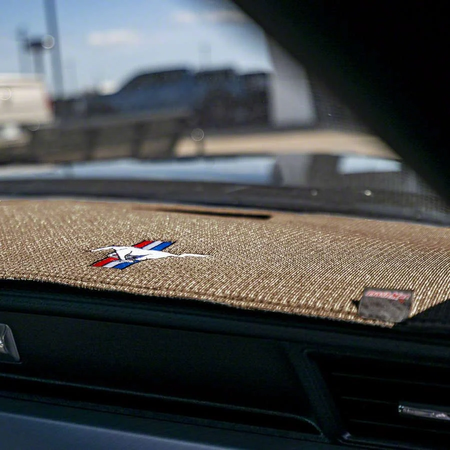 Covercraft Ltd Edition Custom Dash Cover with Mustang Tri-Bar Logo; Beige (05-09 Mustang)