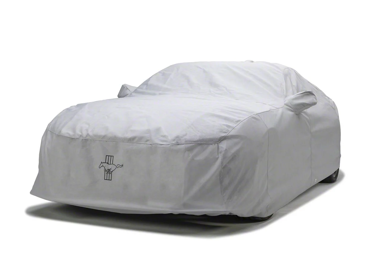 Covercraft Custom Car Covers 5-Layer Softback All Climate Car Cover with Black Mustang Tri-Bar Logo; Gray (15-20 Mustang GT350; 20-22 Mustang GT500 w/o Track Pack)