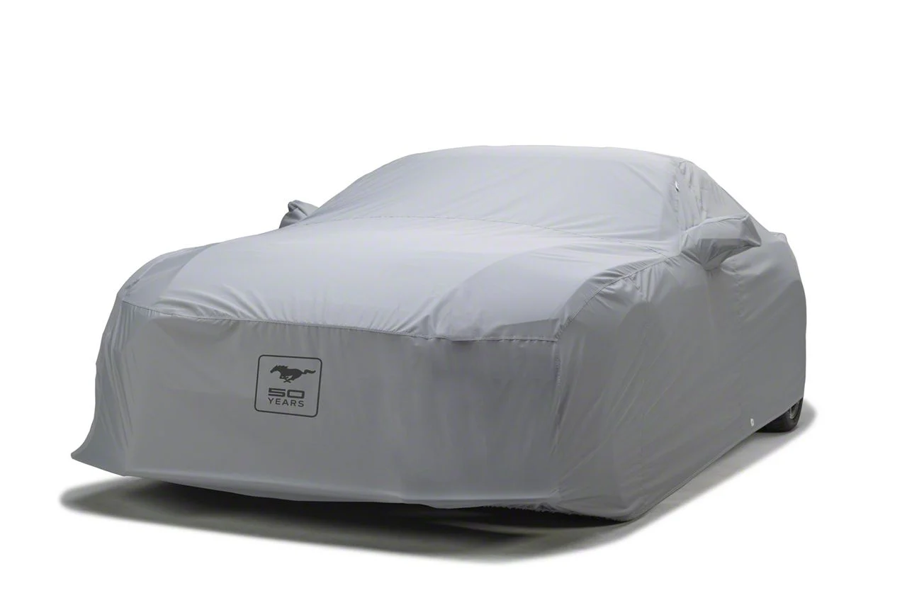 Covercraft Custom Car Covers WeatherShield HP Car Cover with Black Mustang 50 Years Logo; Gray (15-20 Mustang GT350; 20-22 Mustang GT500 w/o Track Pack)