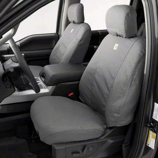 Covercraft SeatSaver Custom Front Seat Covers; Carhartt Gravel (20-22 Sierra 2500 HD w/ Bucket Seats)