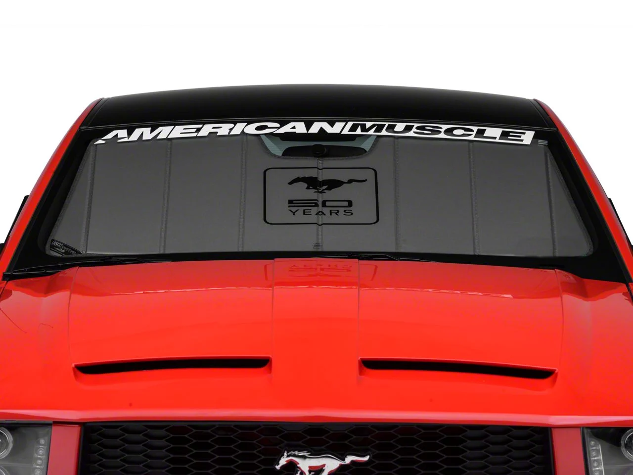 Covercraft UVS100 Heat Shield Custom Sunscreen; 50th Anniversary Logo (05-09 Mustang)