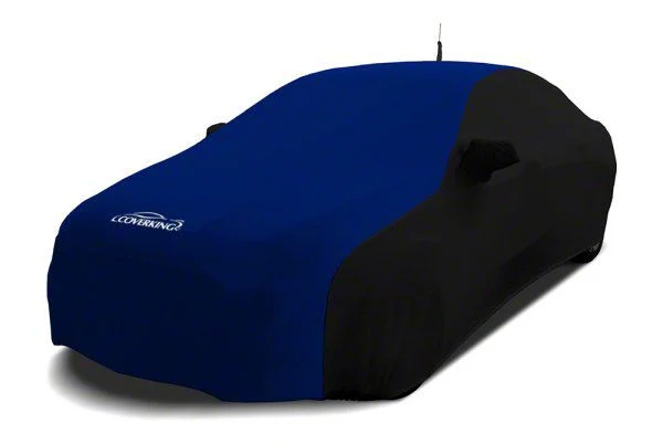 Coverking Satin Stretch Indoor Car Cover; Black/Impact Blue (12-15 Camaro ZL1 Convertible)