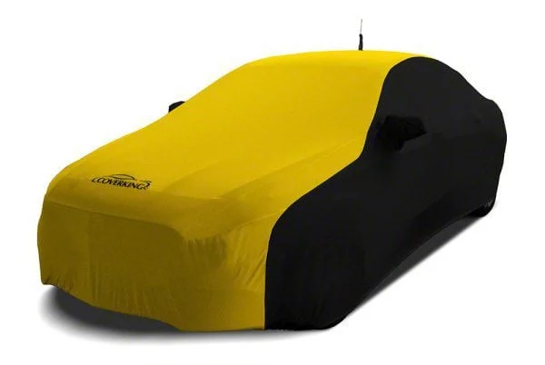 Coverking Satin Stretch Indoor Car Cover; Black/Velocity Yellow (12-15 Camaro ZL1 Convertible)