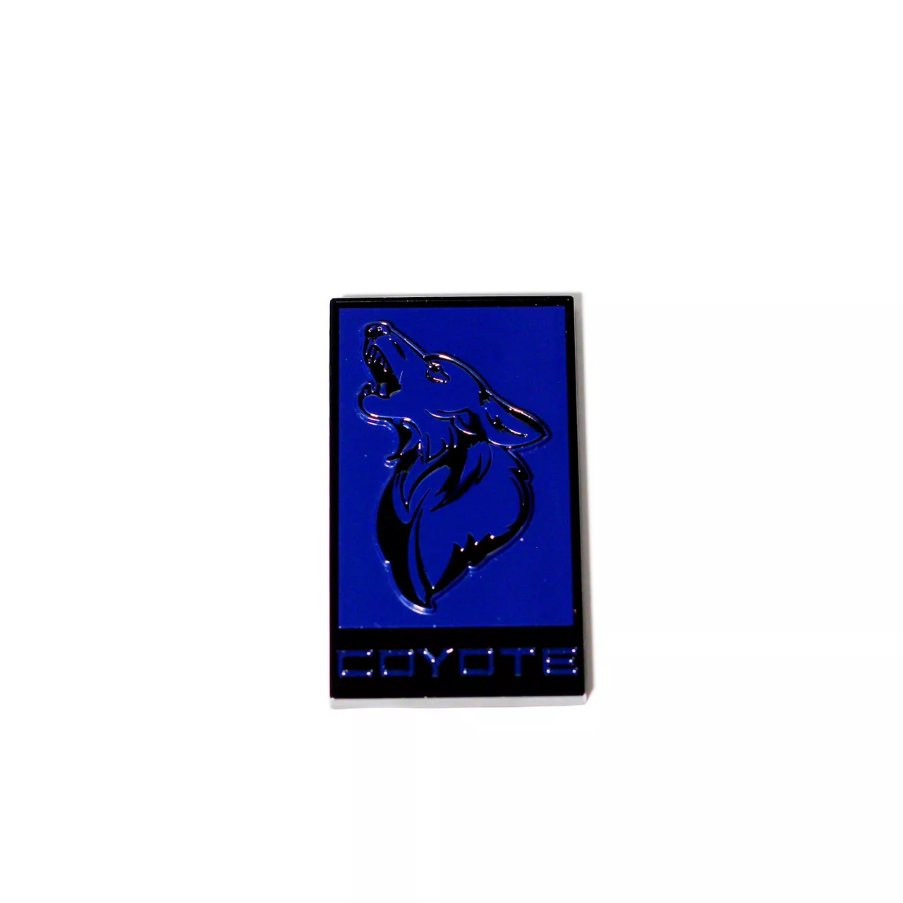 Coyote Badge Shop GT350 Style V3 Howling Coyote Badge; Black with Dark Blue Fill (15-23 Mustang GT)