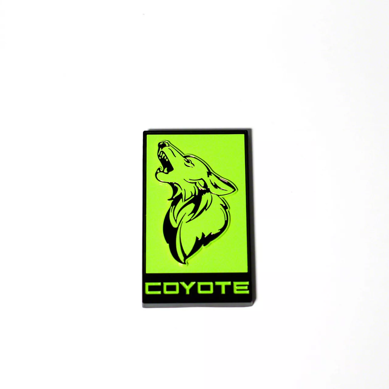 Coyote Badge Shop GT350 Style V3 Howling Coyote Badge; Black with Lime Fill (15-23 Mustang GT)