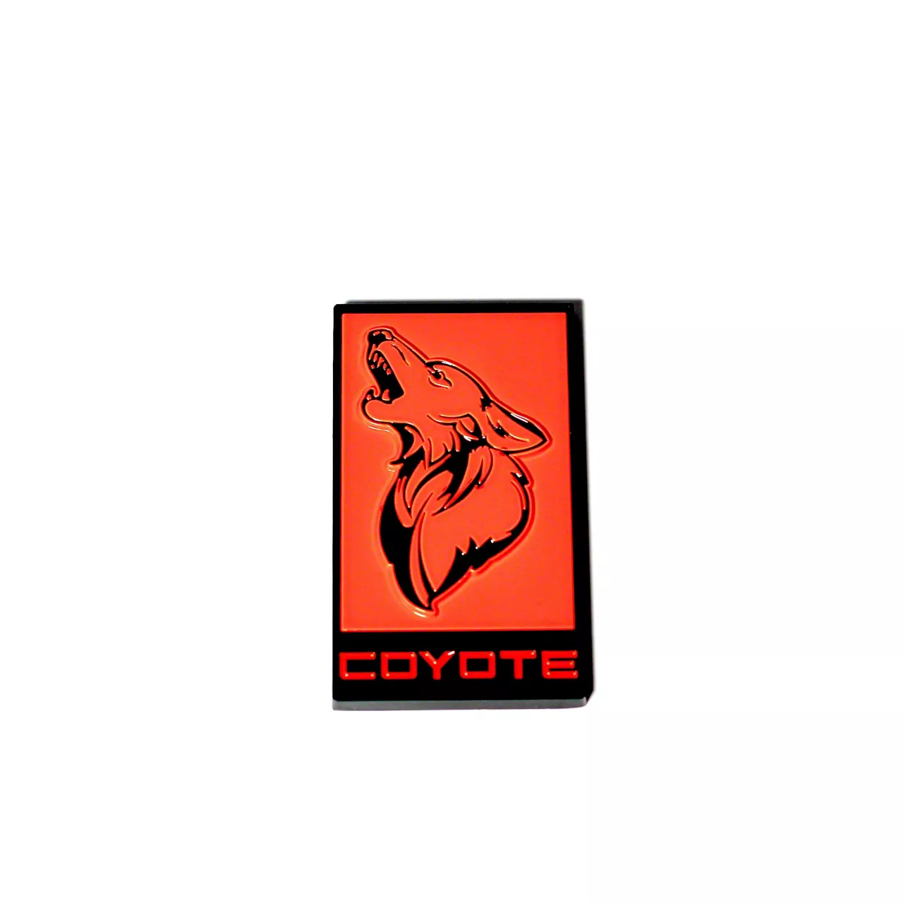 Coyote Badge Shop GT350 Style V3 Howling Coyote Badge; Black with Orange Fury Fill (15-23 Mustang GT)