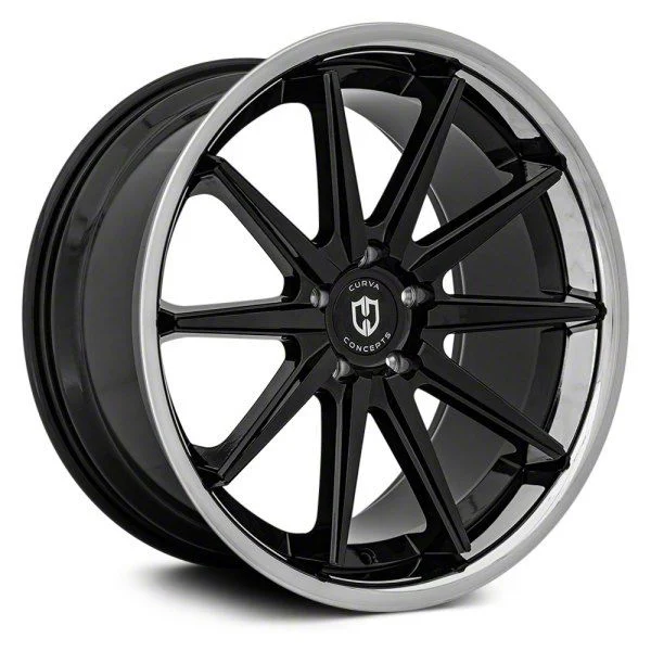 Curva Concepts C24 Gloss Black Stainless Chrome Wheel; 20x9; 35mm Offset (10-15 Camaro LS, LT, SS)