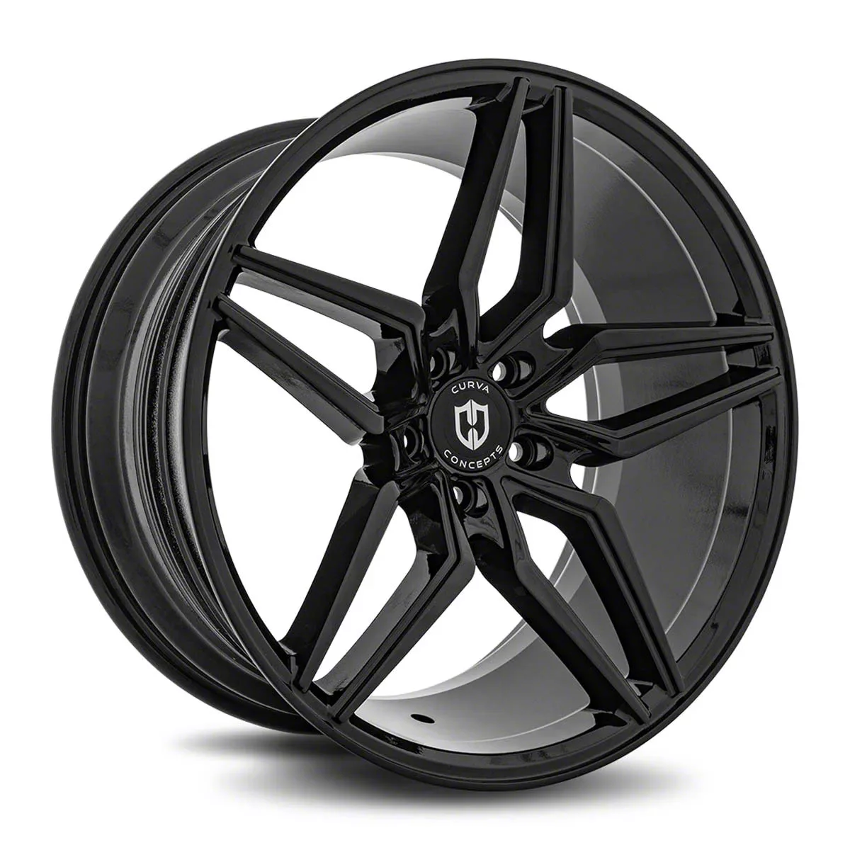 Curva Concepts C25 Gloss Black Wheel; 18x8.5; 35mm Offset (15-23 Mustang EcoBoost w/o Performance Pack, V6)
