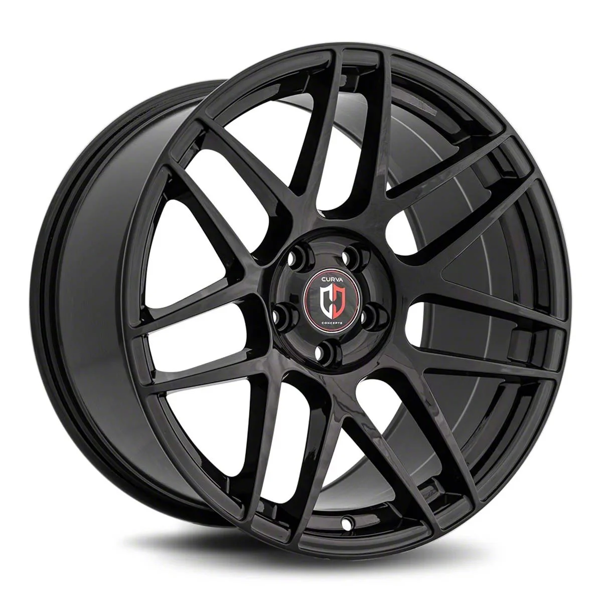 Curva Concepts C300 Gloss Black Wheel; 18x8.5; 35mm Offset (15-23 Mustang EcoBoost w/o Performance Pack, V6)