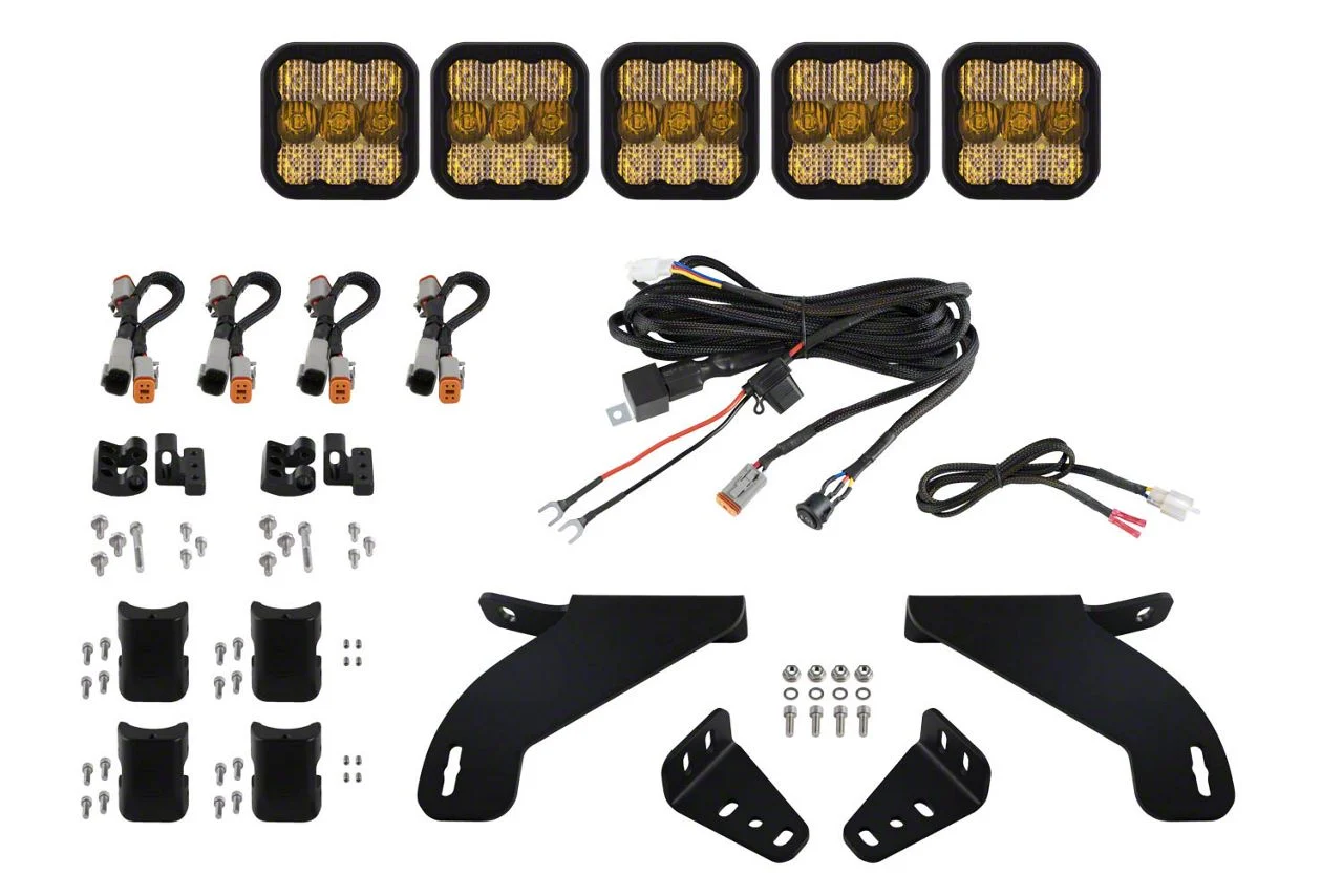 Diode Dynamics SS5 Sport CrossLink Grille Light Bar Kit; Yellow Combo (21-23 F-150, Excluding Raptor)