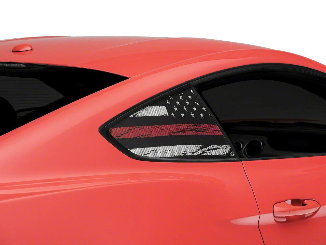 SEC10 Distressed Flag Quarter Window Printed Decals; Red Line (15-23 Mustang Fastback)