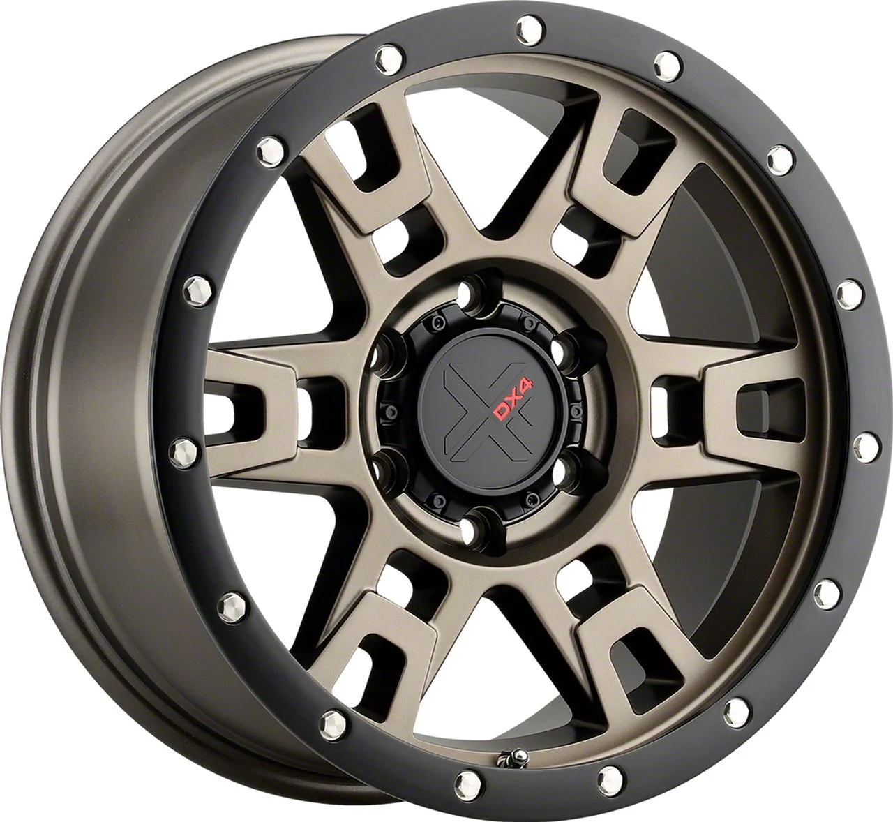 DX4 Wheels TERRAIN Matte Bronze with Black Ring 6-Lug Wheel; 18x9; 12mm Offset (07-14 Yukon)