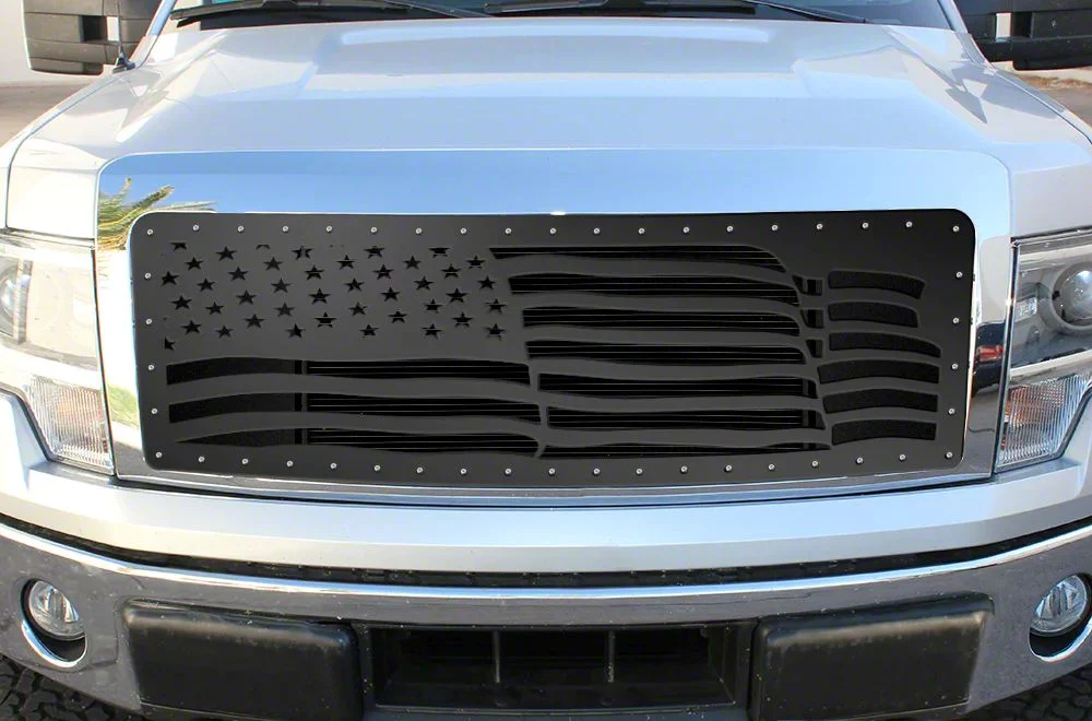 1-Piece Steel Upper Grille Insert; American Flag Wave (09-12 F-150 King Ranch, Lariat)